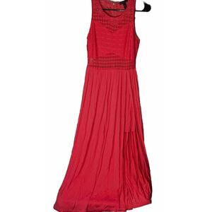 Material Girl Red Maxi dress Layered Mini Skirt Sleeveless womens junior size S